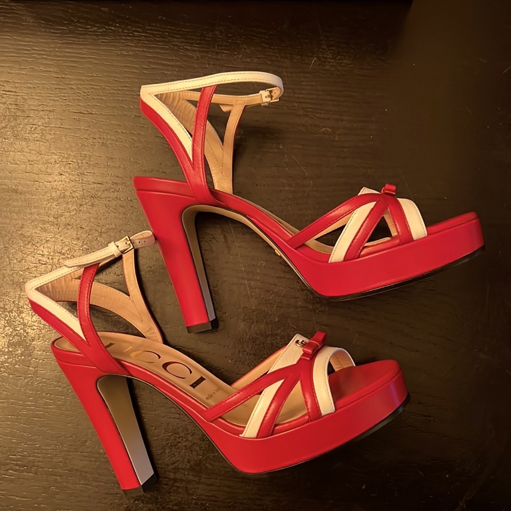 GUCCI red & white platform heels-AUTHENTIC